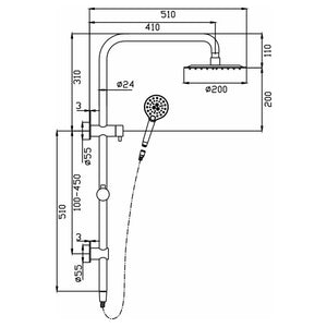 HELLYCAR IDEAL SHOWER SYSTEM WITH RAIL BRUSHED NICKEL