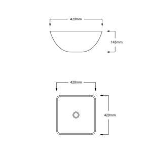 INFINITY GLASS ART BASIN SQUARE ABOVE COUNTER GREY 420MM