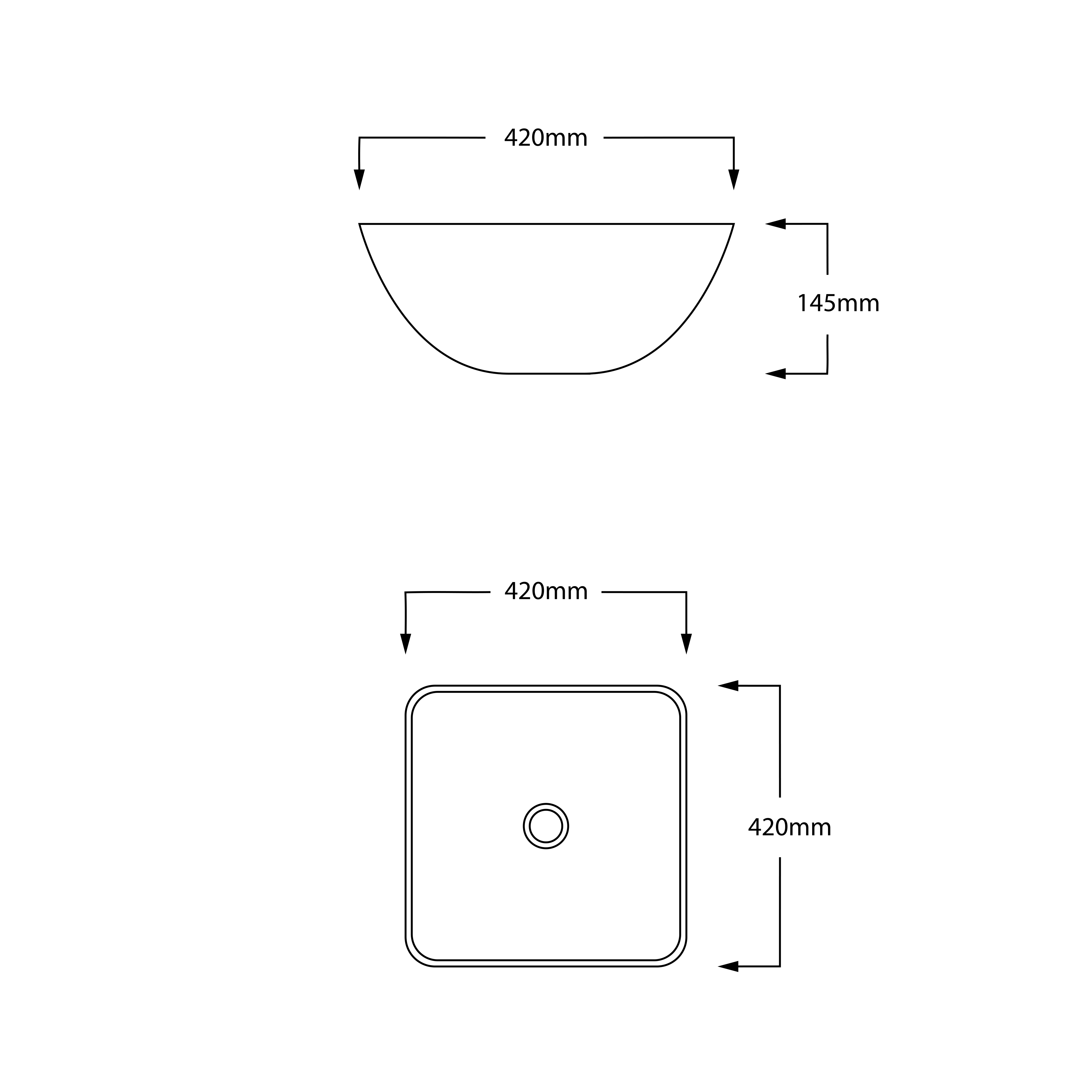 INFINITY GLASS ART BASIN SQUARE ABOVE COUNTER GREY 420MM