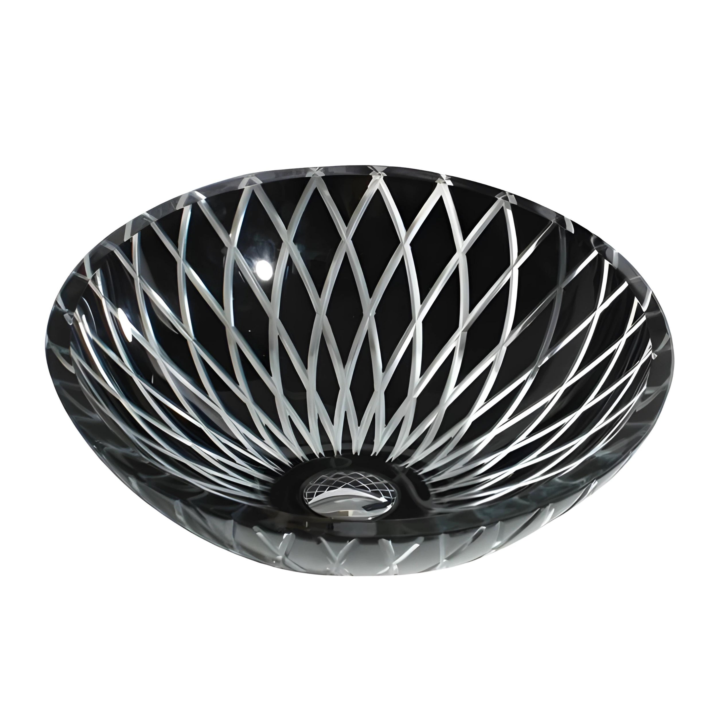 INFINITY GLASS ART BASIN ROUND ABOVE COUNTER BLACK 420MM