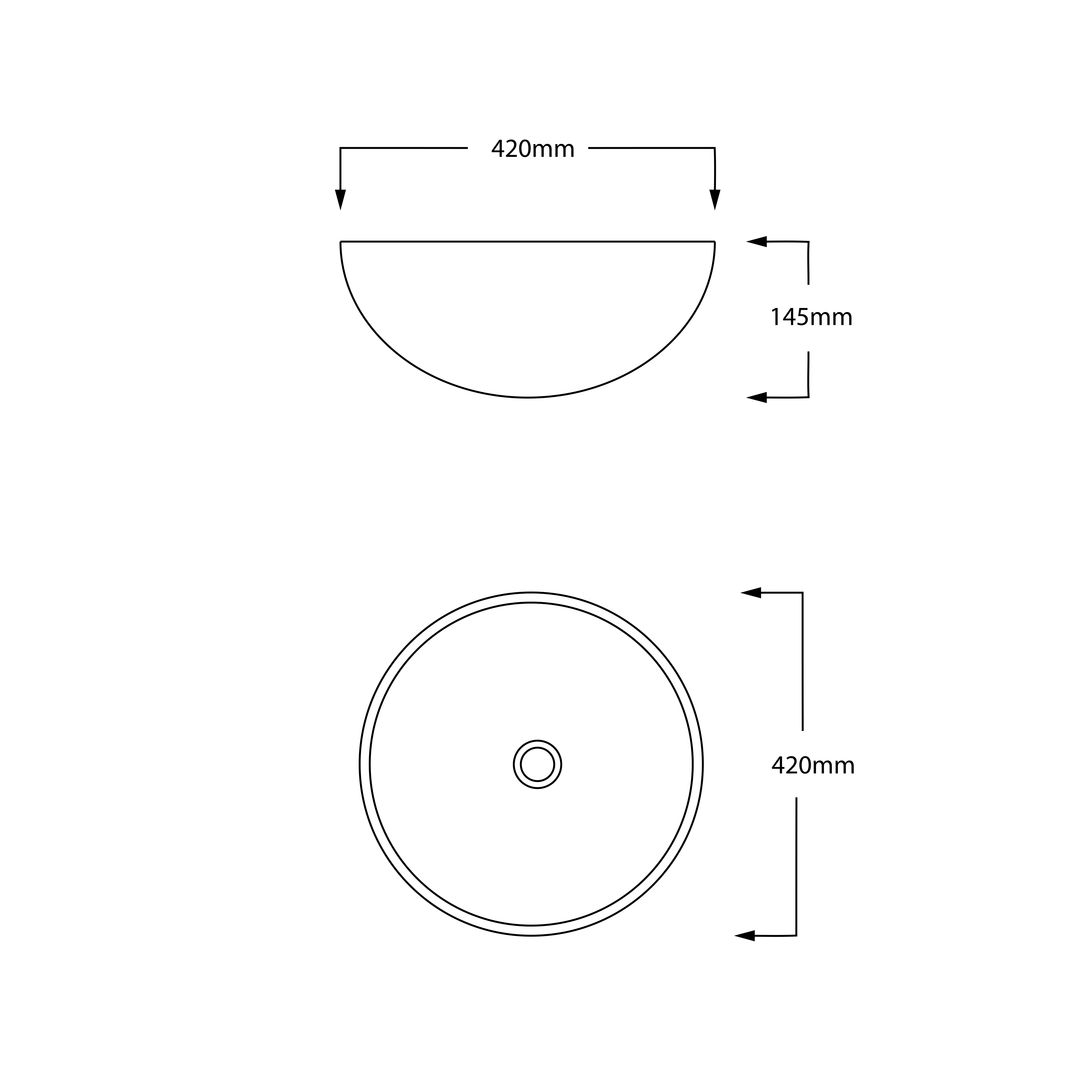 INFINITY GLASS ART BASIN ROUND ABOVE COUNTER BLACK 420MM