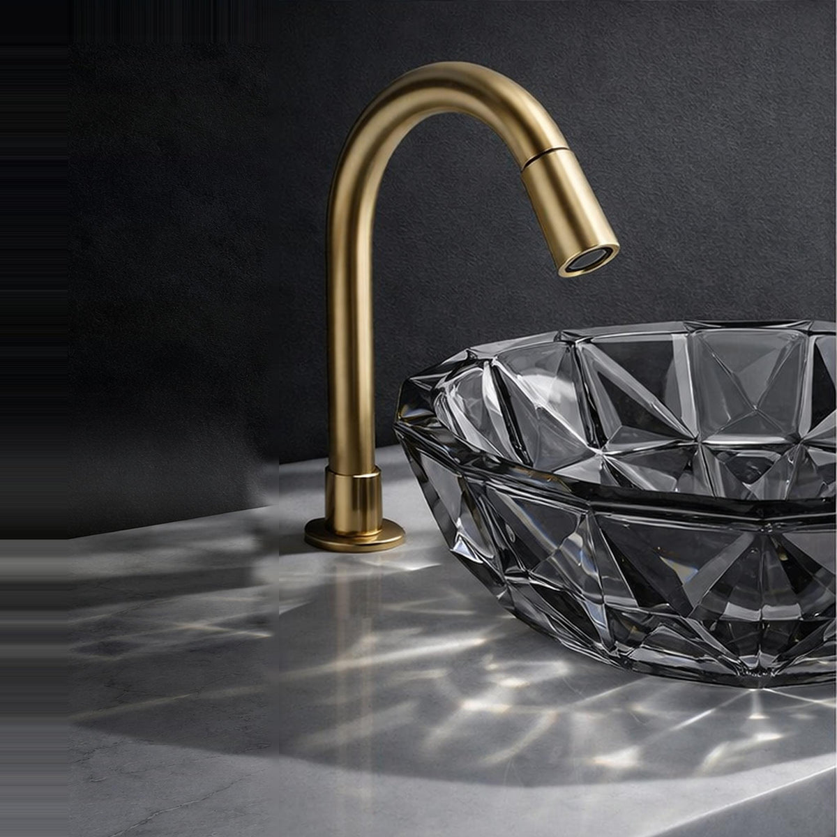 INFINITY TEMPERED GLASS ART BASIN ABOVE COUNTER ROUND BLACK 400MM