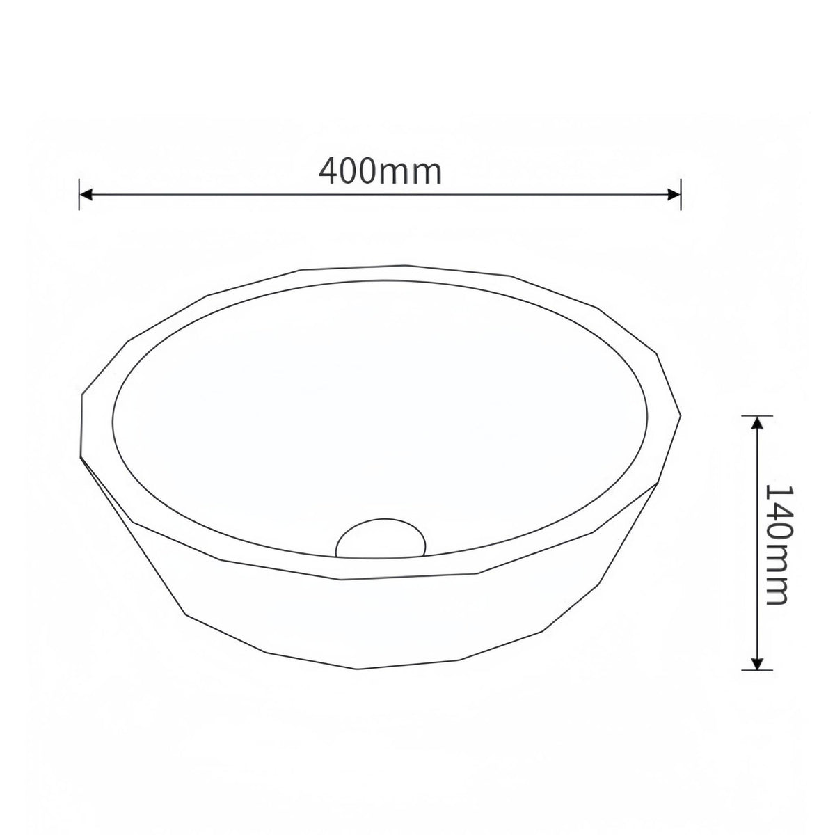 INFINITY TEMPERED GLASS ART BASIN ABOVE COUNTER ROUND BLACK 400MM