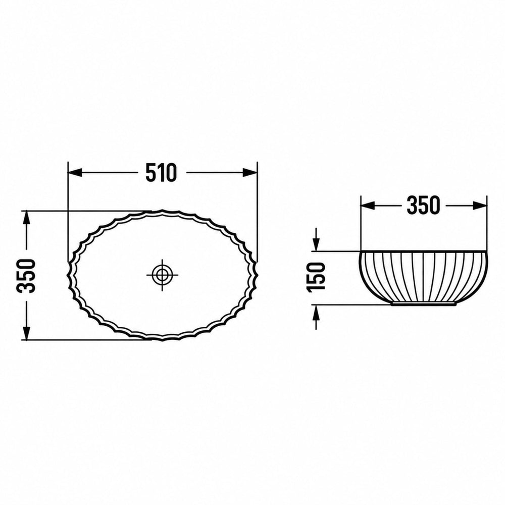 INFINITY TEMPERED GLASS ART BASIN ABOVE COUNTER OVAL LIGHT BLUE 510MM