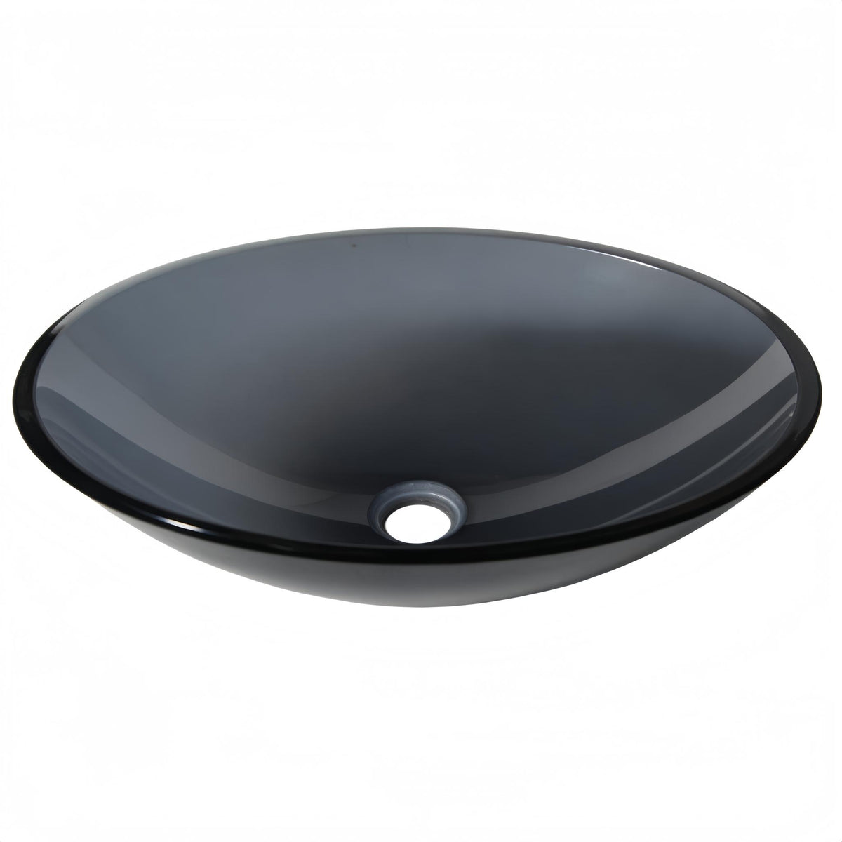 INFINITY TEMPERED GLASS ART BASIN ABOVE COUNTER OVAL BLACK 500MM
