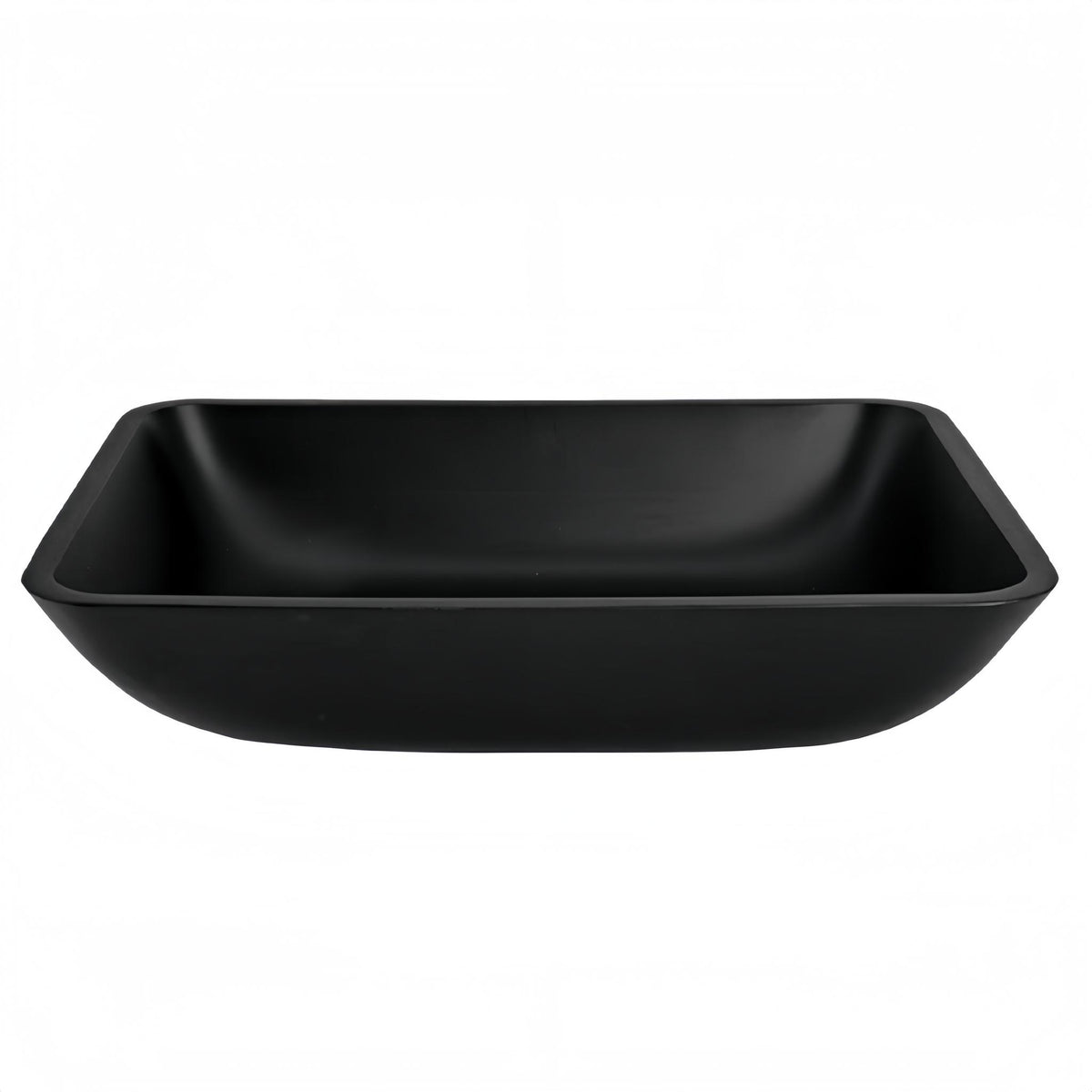 INFINITY TEMPERED GLASS ART BASIN ABOVE COUNTER RECTANGULAR BLACK 460MM