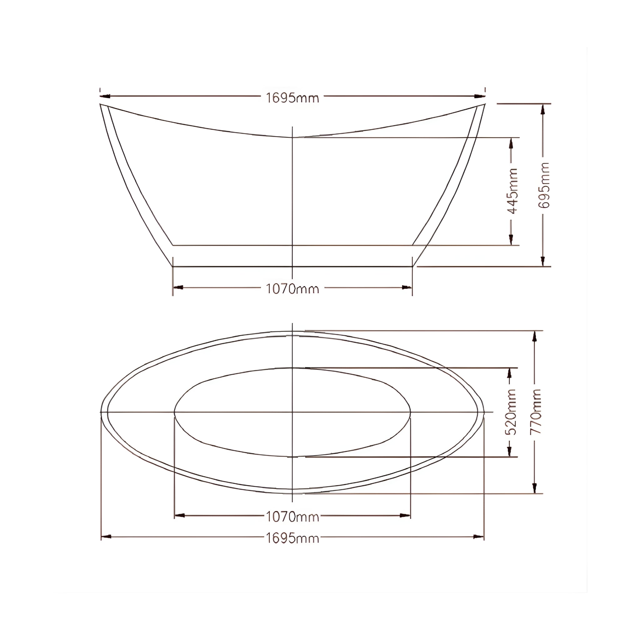 INFINITY IKARIS FREESTANDING BATHTUB GLOSS WHITE (AVAILABLE IN 1500MM AND 1700MM)