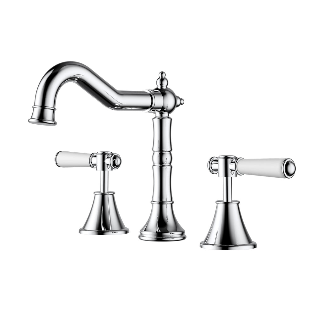 IKON CLASICO THREE PIECE BASIN SET 186MM CHROME (CERAMIC HANDLE)