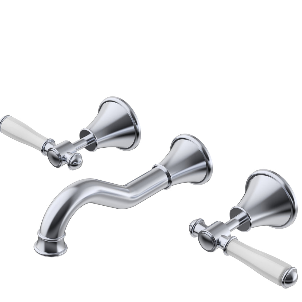 IKON CLASICO LEAD FREE THREE PIECE BATH SET CHROME (CERAMIC HANDLE)