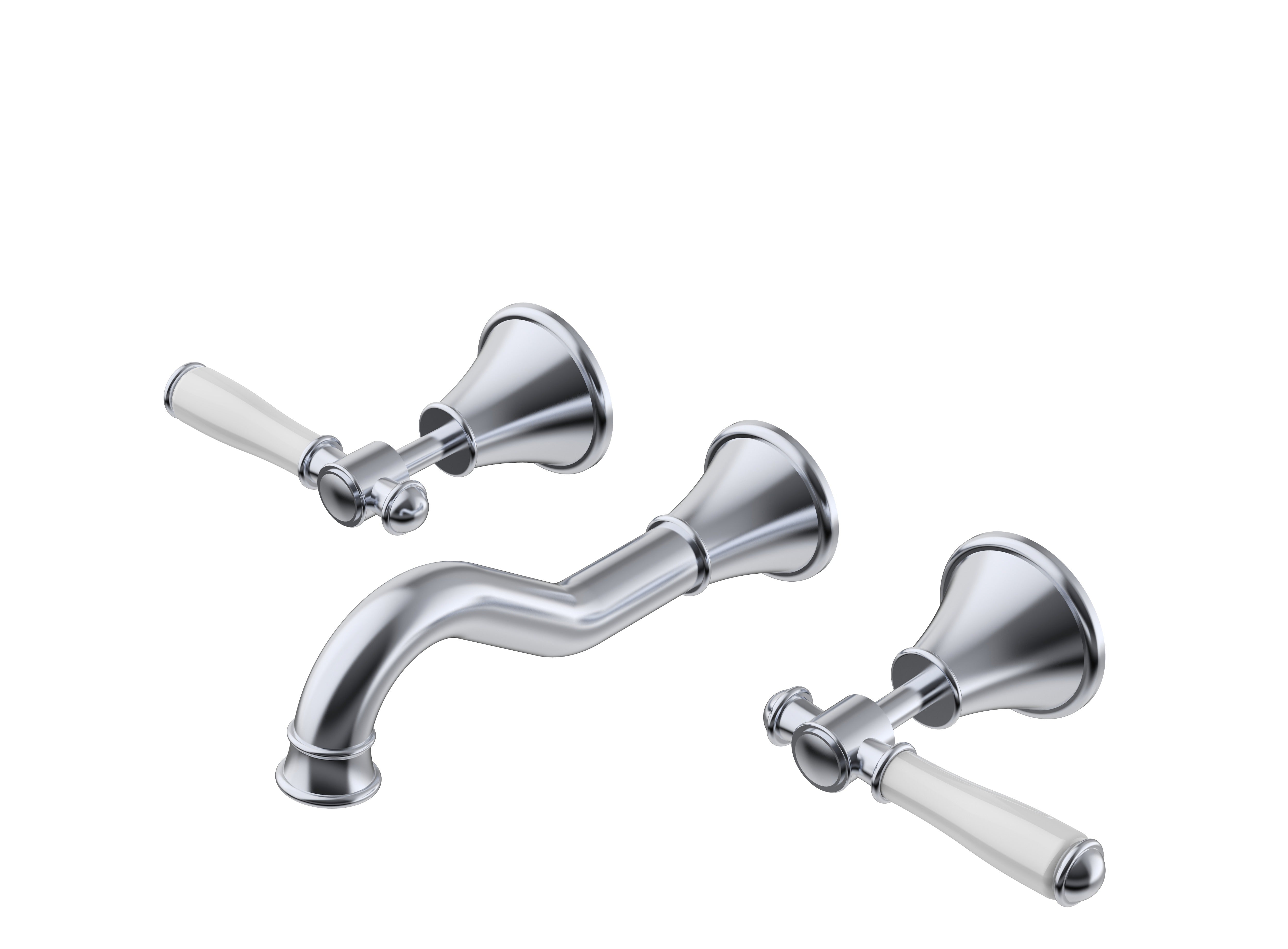 IKON CLASICO LEAD FREE THREE PIECE BATH SET BRUSHED GOLD (CERAMIC HANDLE)