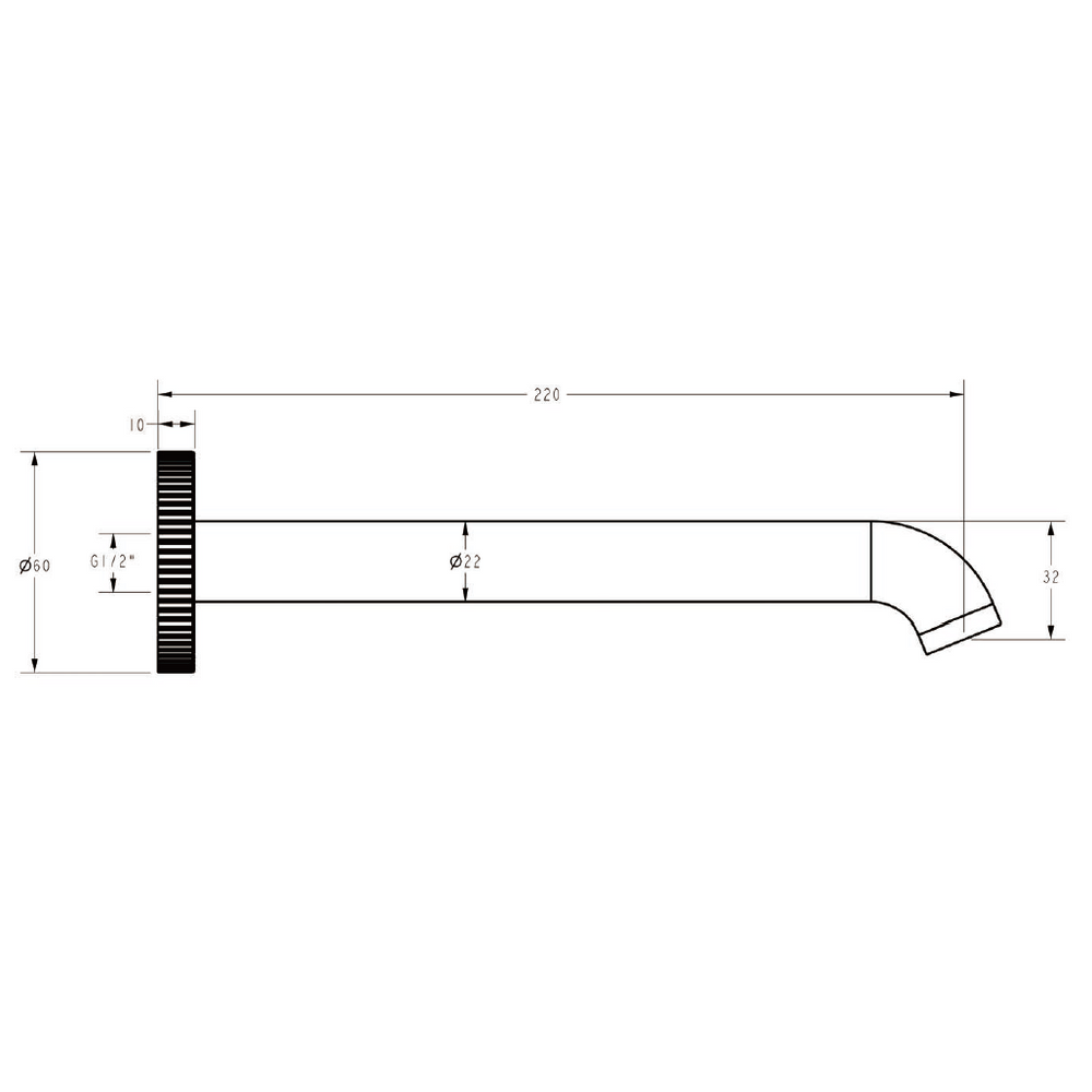 IKON LINIE LEAD FREE BATH SPOUT 220MM MATTE BLACK