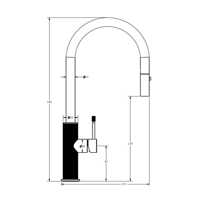IKON LINIE LEAD FREE PULL OUT SINK MIXER 440MM BRUSHED GOLD