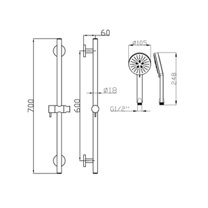 IKON OTUS RAIL SHOWER 700MM CHROME