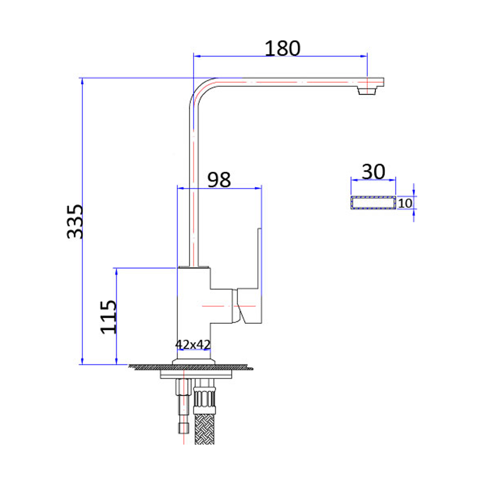 IKON ROSA SINK MIXER 335MM CHROME