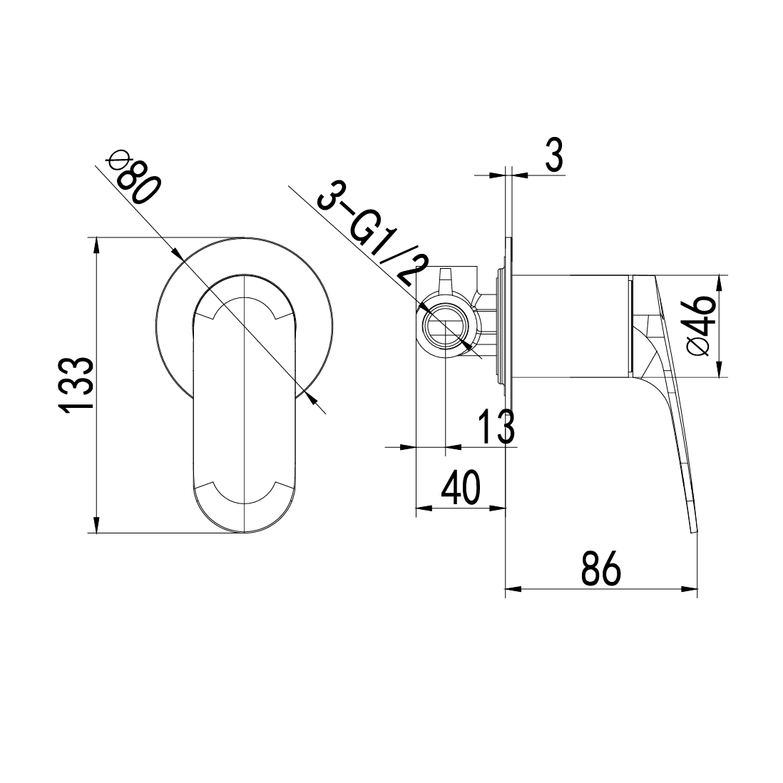 IKON SULU II LEAD FREE WALL MIXER TRIM KIT WITH ROUGH IN BODY GUN METAL