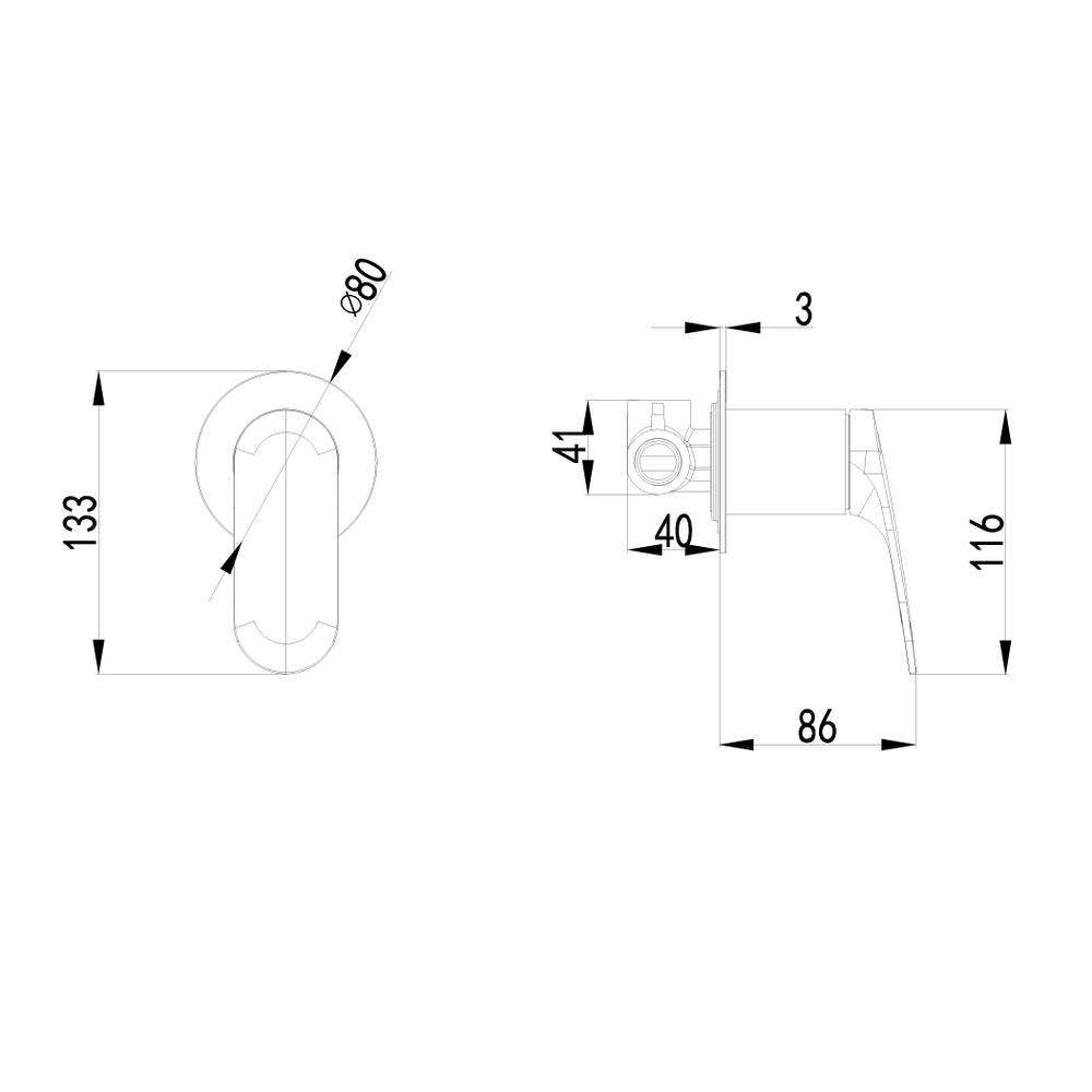 IKON SULU II WALL MIXER TRIM KIT WITH ROUGH IN BODY CHROME