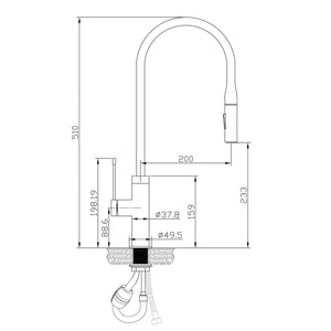 IKON AZIZ PULL-OUT SINK MIXER 510MM CHROME