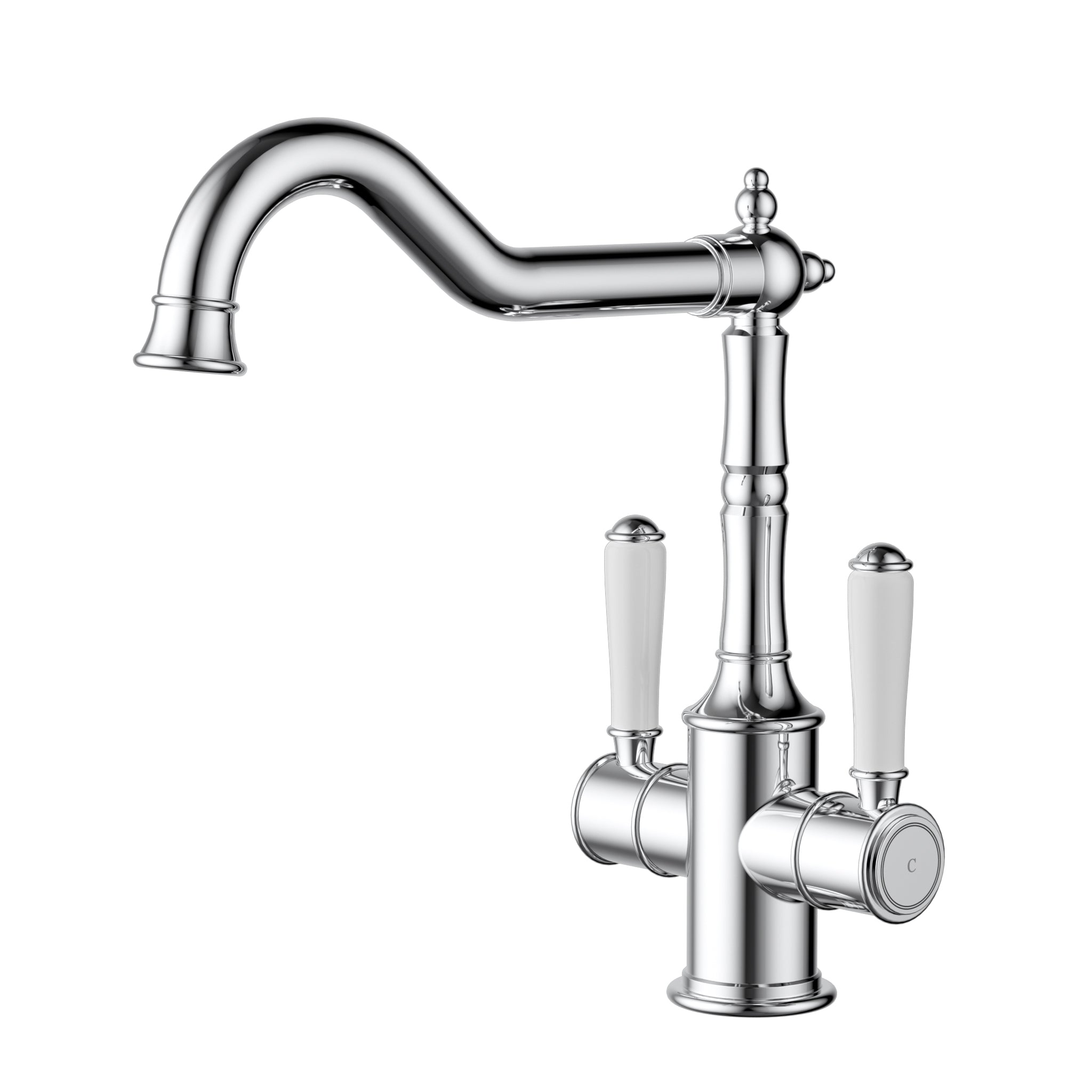 IKON CLASICO TWIN HANDLE SINK MIXER CERAMIC HANDLE 285MM CHROME