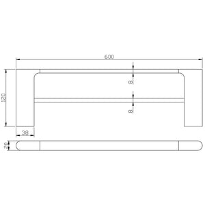 IKON CORA DOUBLE TOWEL RAIL 600MM GUNMETAL