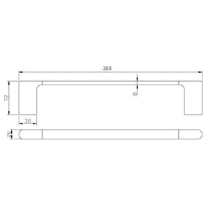 IKON CORA SINGLE TOWEL RAIL 300MM CHROME