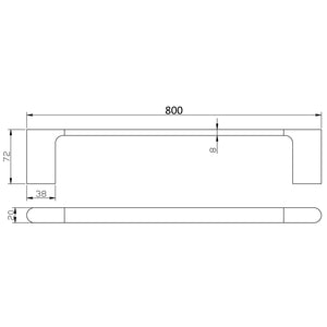 IKON CORA SINGLE TOWEL RAIL 800MM CHROME