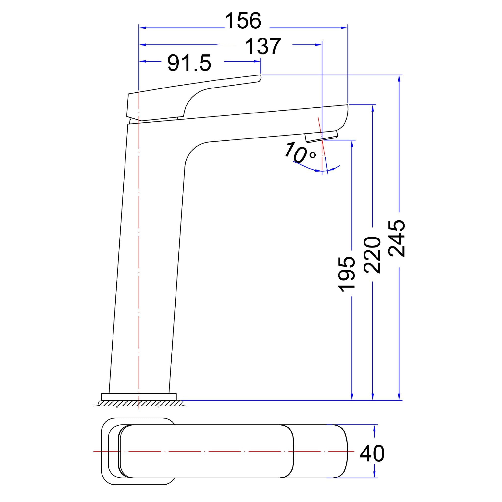 IKON EDEN HIGH RISE BASIN MIXER 245MM BRUSHED NICKEL
