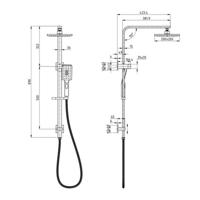 IKON EDEN MULTIFUNCTION TWIN SHOWER SET 890MM MATTE BLACK