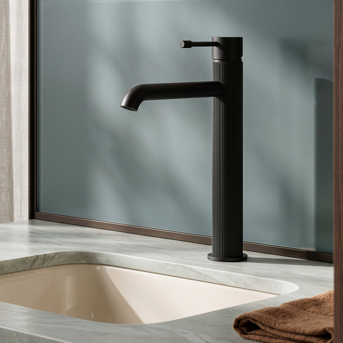 IKON LINIE HIGH RISE BASIN MIXER 230MM MATTE BLACK