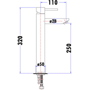 IKON OTUS HIGH RISE BASIN MIXER 320MM CHROME