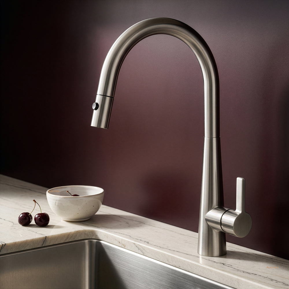 IKON OTUS LUX PULL-OUT SINK MIXER 422MM BRUSHED NICKEL