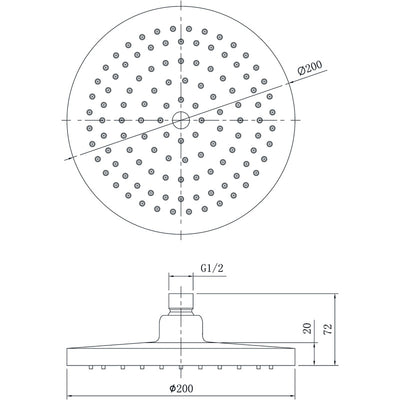 IKON OTUS SHOWER HEAD 200MM CHROME