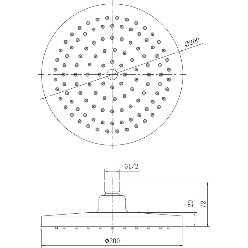 IKON OTUS SHOWER HEAD 200MM CHROME