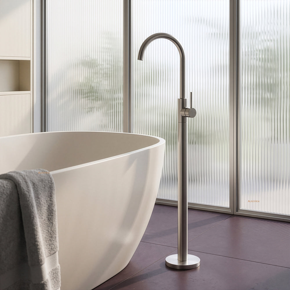 IKON OTUS SLIMLINE FREESTANDING BATH MIXER 1059MM BRUSHED NICKEL