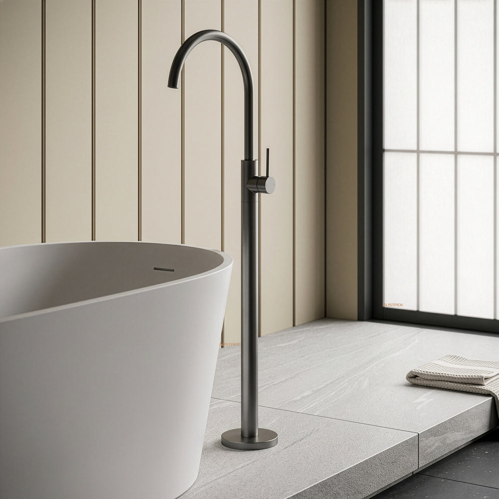 IKON OTUS SLIMLINE FREESTANDING BATH MIXER 1059MM GUN METAL