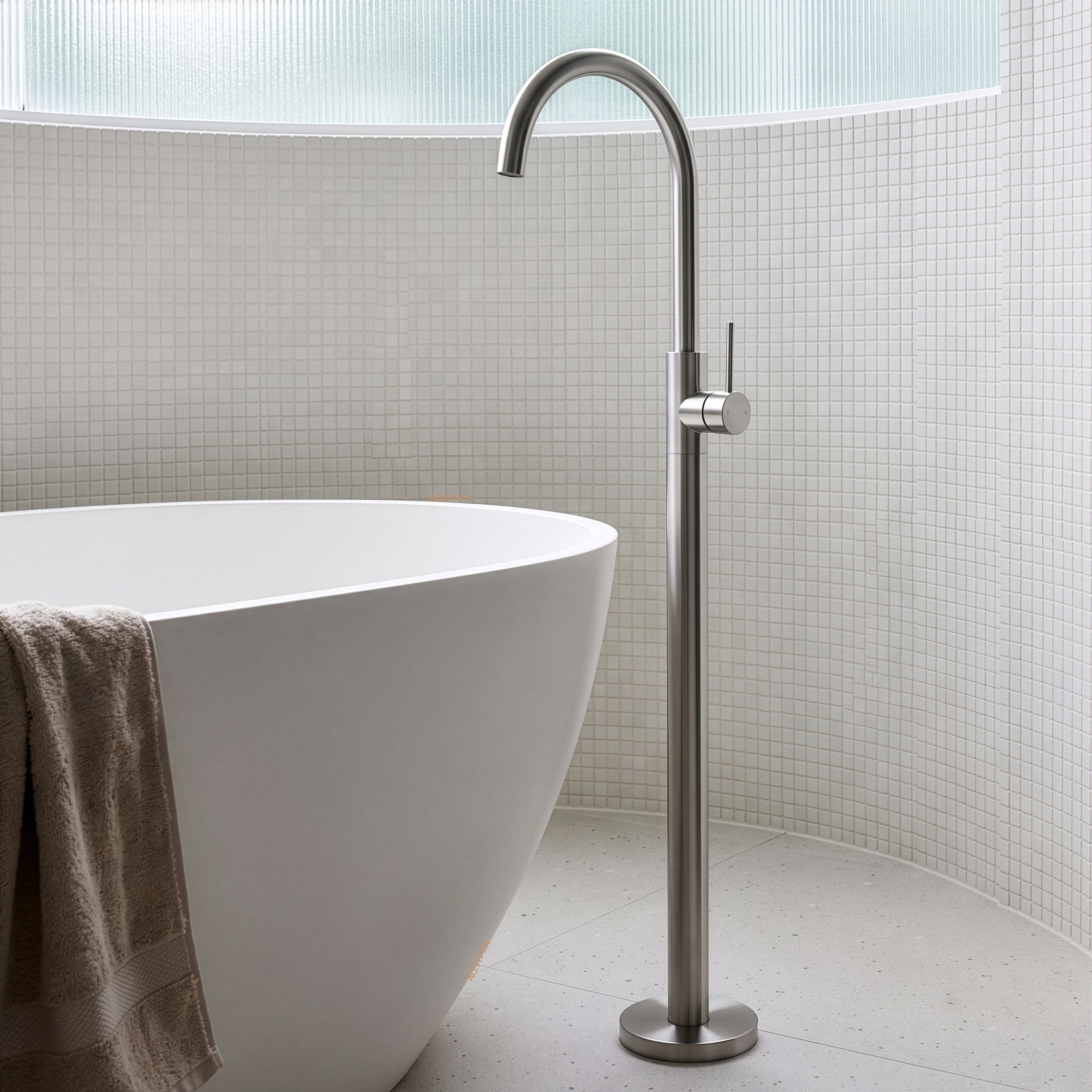IKON OTUS SLIMLINE FREESTANDING BATH MIXER 1059MM STAINLESS STEEL