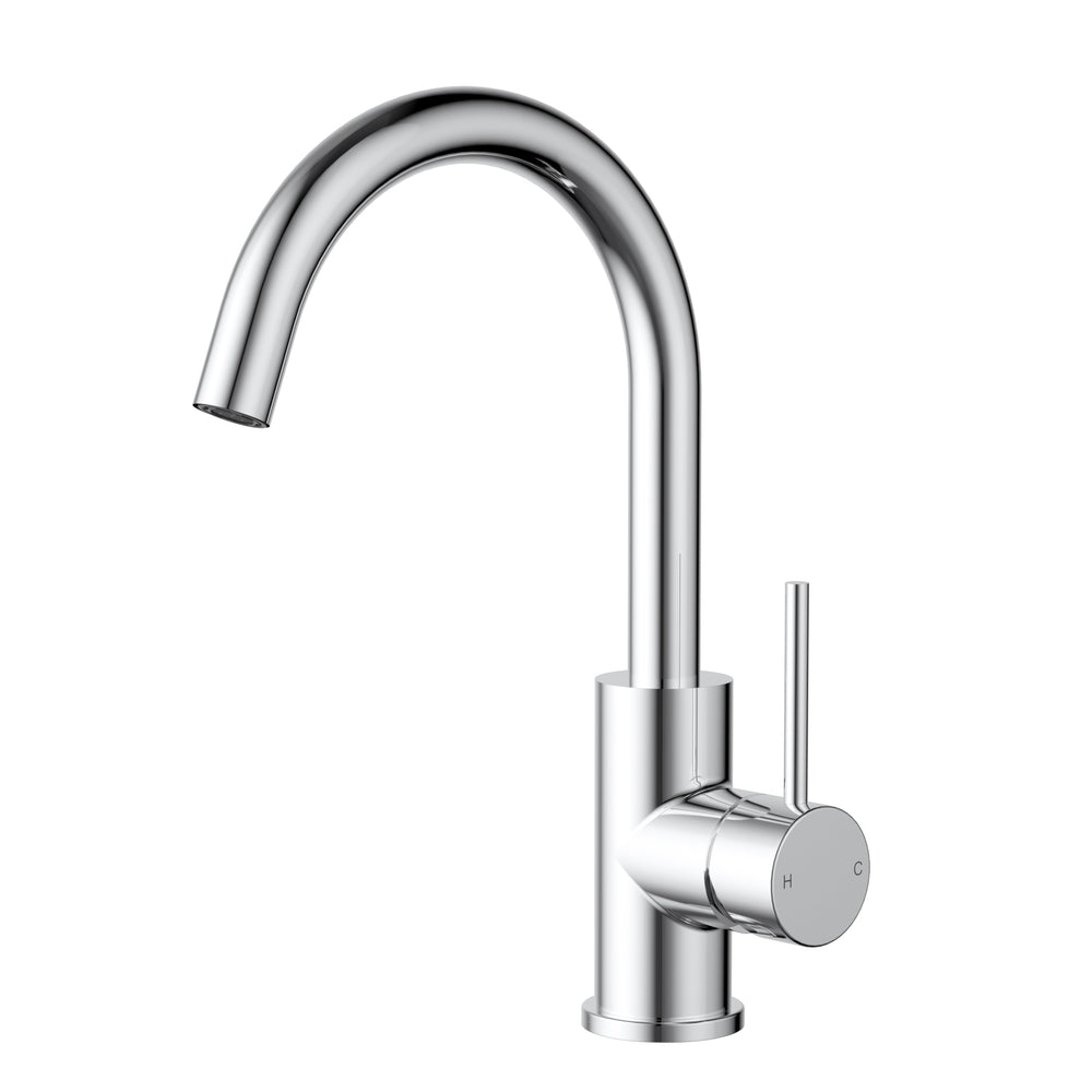 IKON OTUS SLIMLINE GOOSENECK BASIN MIXER 286MM CHROME
