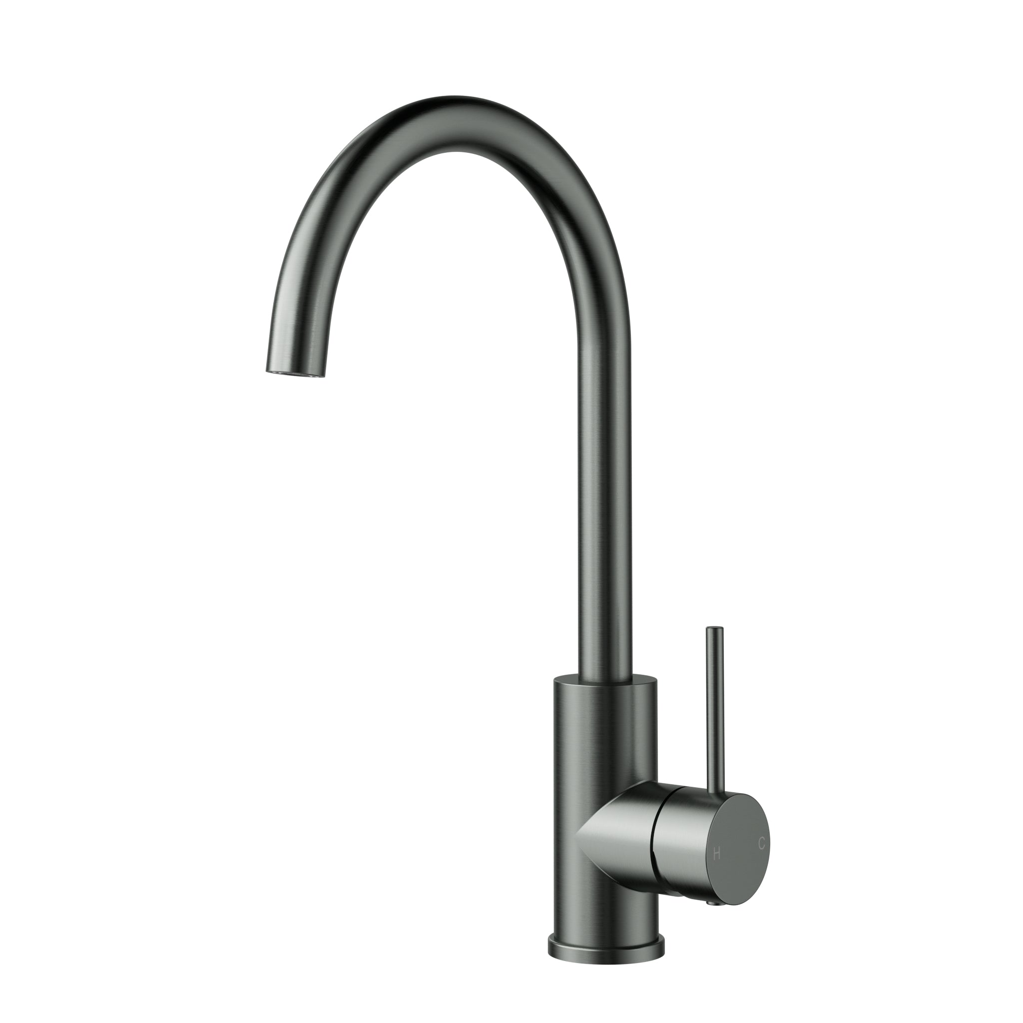 IKON OTUS SLIMLINE GOOSENECK SINK MIXER 341MM GUN METAL