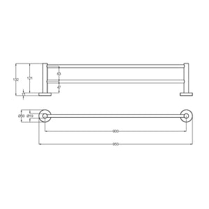 IKON OTUS SLIMLINE SS304 NON-HEATED DOUBLE TOWEL RAIL 900MM CHROME