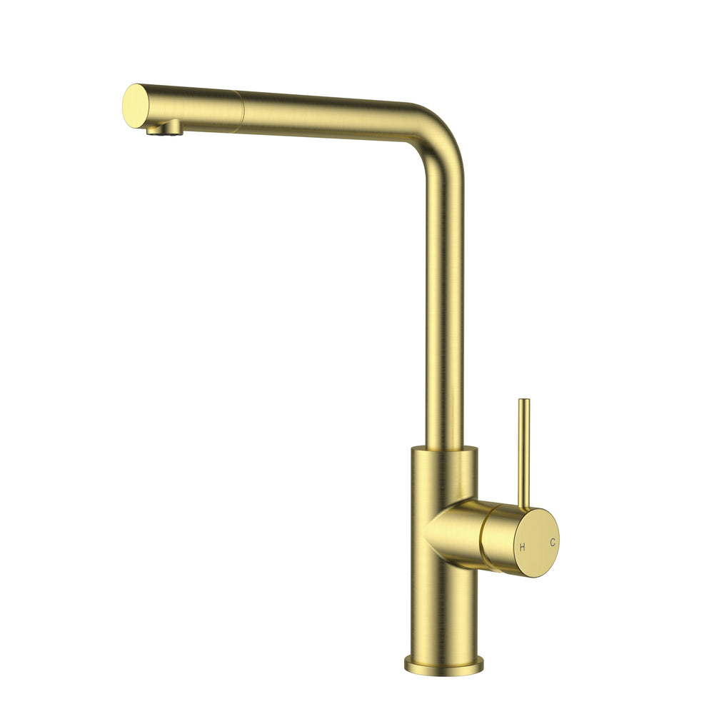 IKON OTUS LEAD FREE SLIMLINE SS PULL OUT SINK MIXER 352MM BRUSHED GOLD