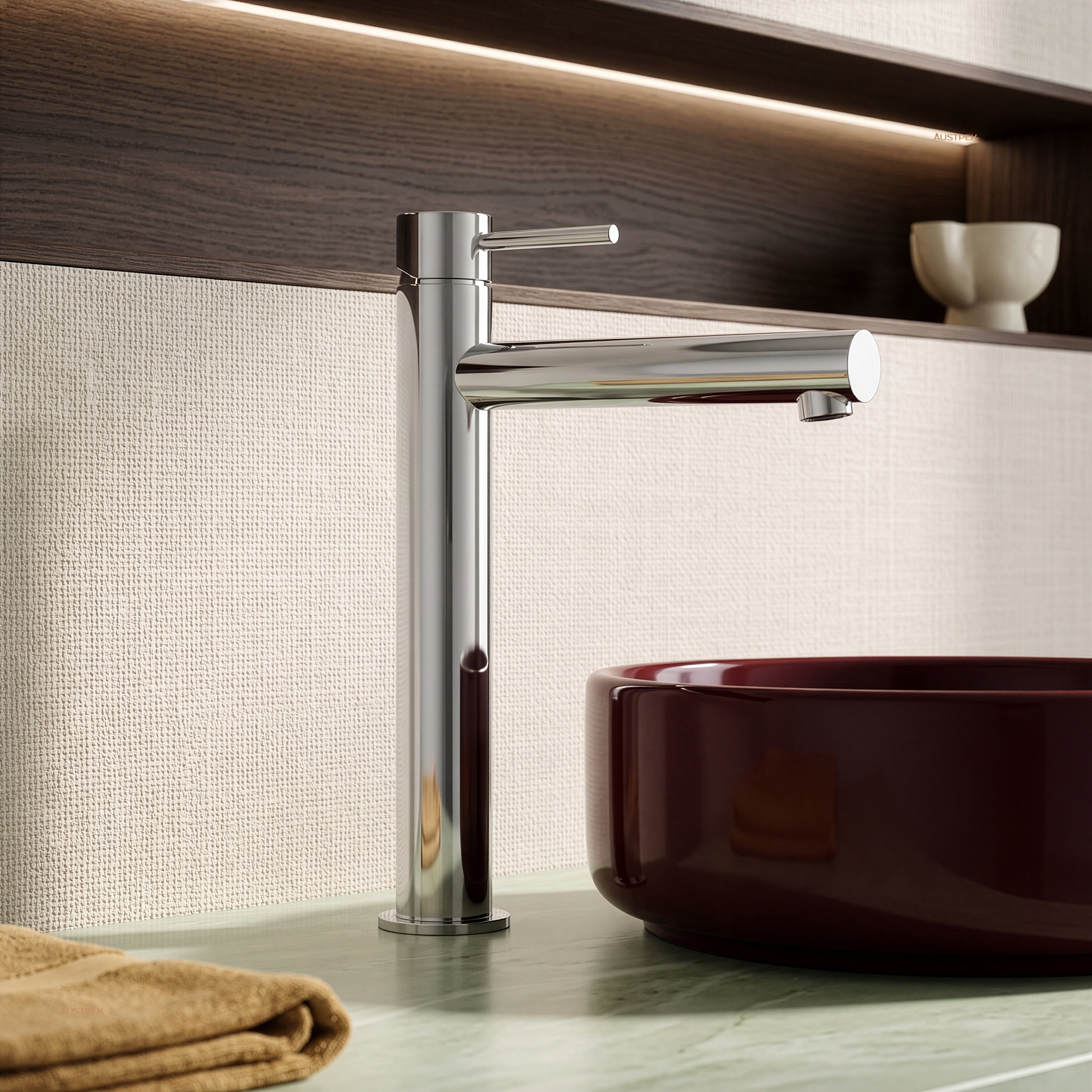 IKON OTUS SLIMLINE STRAIGHT SPOUT HIGH RISE BASIN MIXER 295MM CHROME