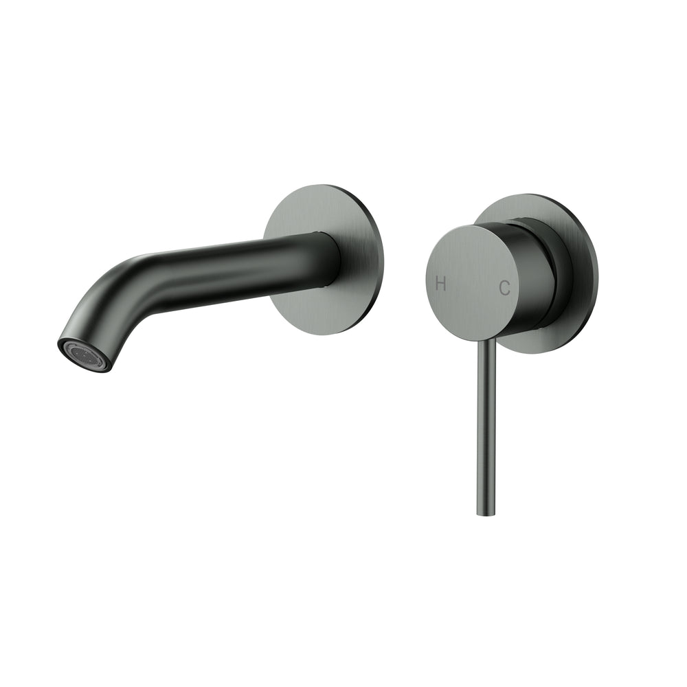 IKON OTUS LEAD FREE SLIMLINE WALL BASIN MIXER TRIM KIT WITH BODY 182MM GUN METAL