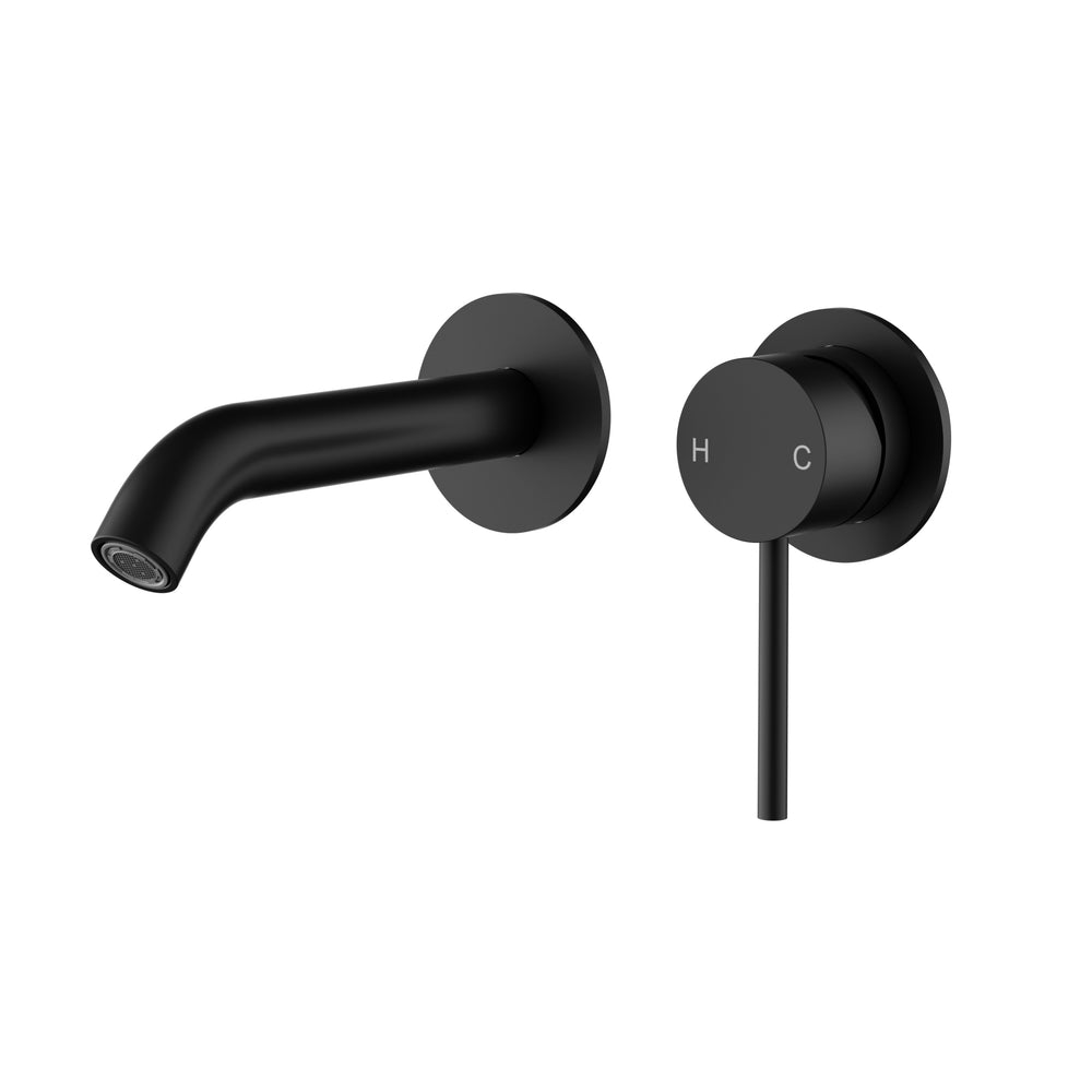IKON OTUS LEAD FREE SLIMLINE WALL BASIN MIXER TRIM KIT WITH BODY 182MM MATTE BLACK
