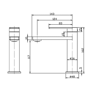 IKON RUKI LEAD FREE BASIN MIXER 162MM BRUSHED NICKEL