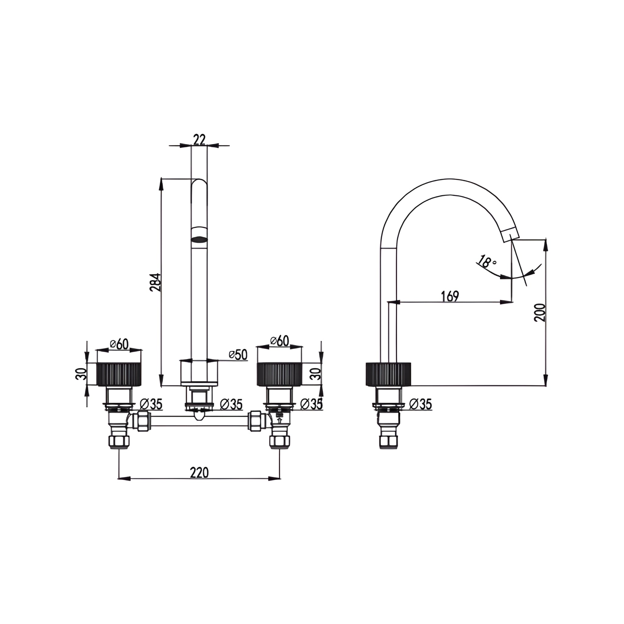 IKON SOKO LEAD FREE BASIN SET 284MM CHROME