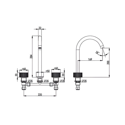 IKON SOKO LEAD FREE BASIN SET 284MM CHROME