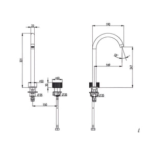 IKON SOKO HOB SINK MIXER 331MM CHROME