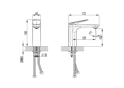 IKON SULU II LEAD FREE BASIN MIXER 150MM CHROME