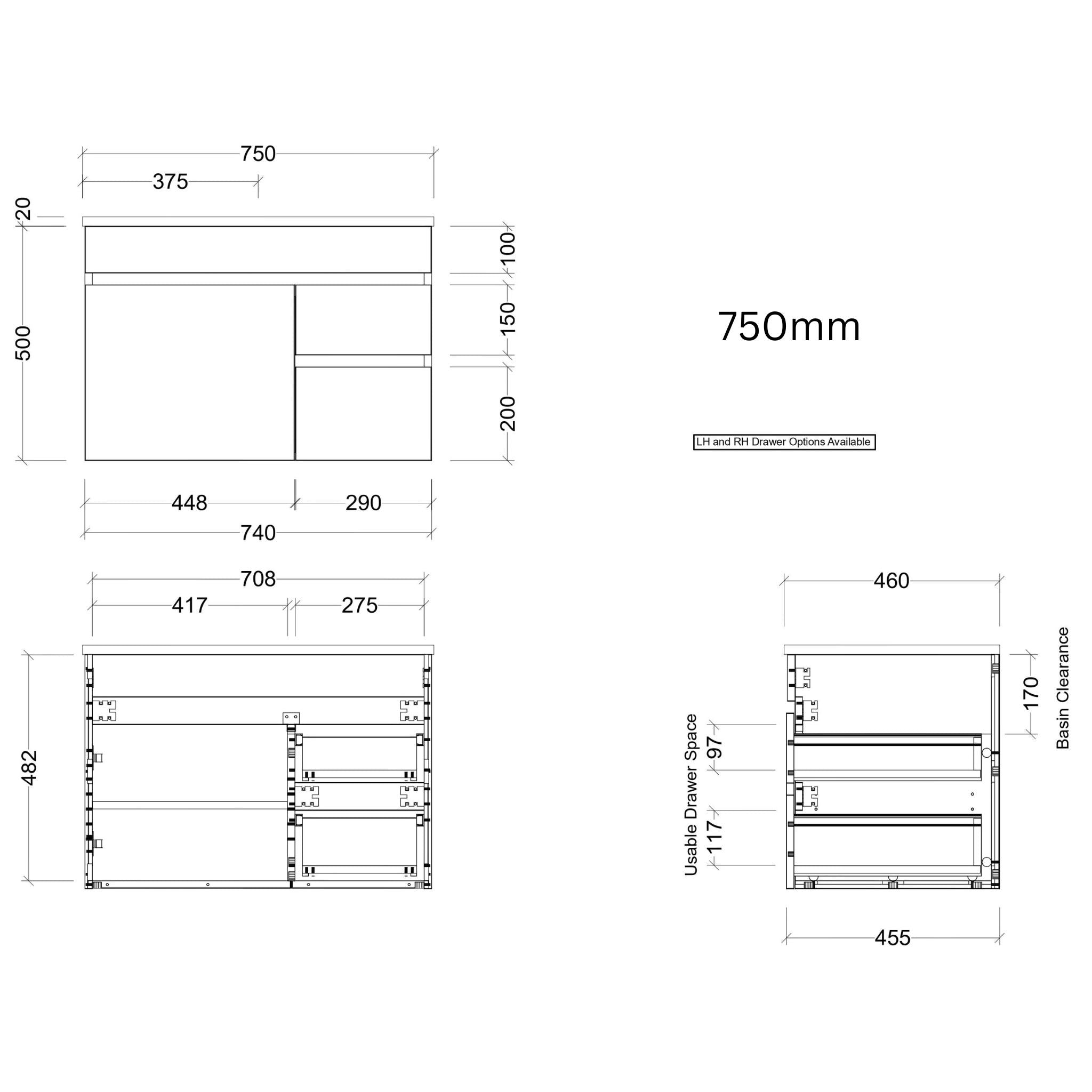 TIMBERLINE INDIANA CUSTOM WALL HUNG VANITY (ALL SIZING)