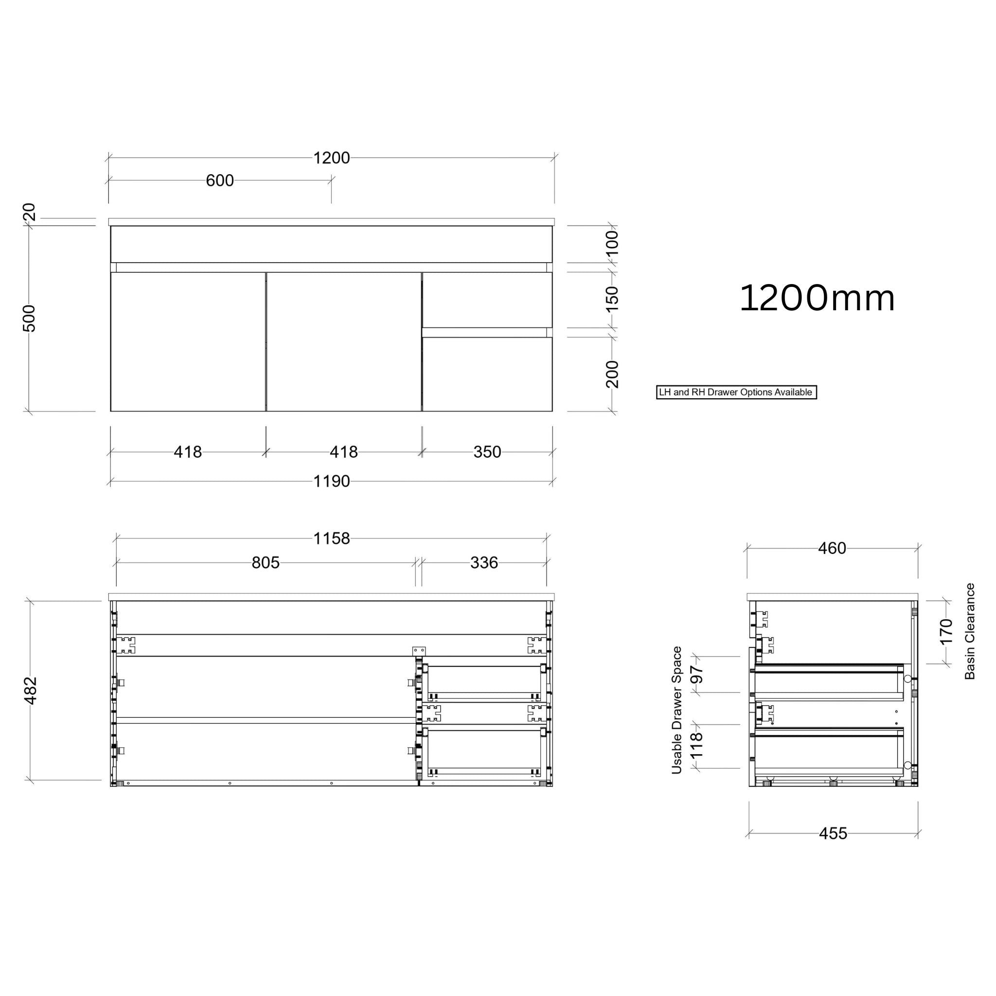 TIMBERLINE INDIANA CUSTOM WALL HUNG VANITY (ALL SIZING)