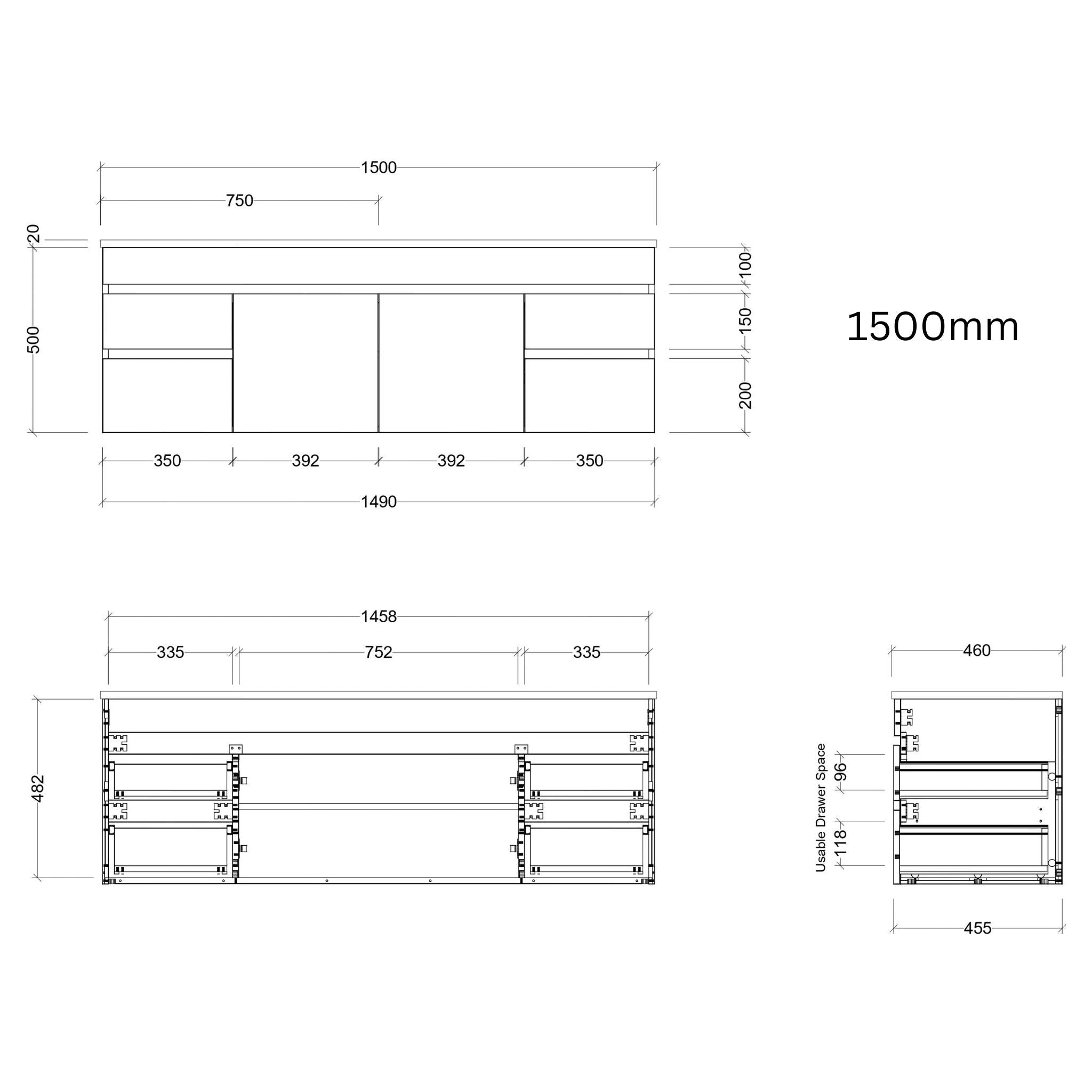 TIMBERLINE INDIANA CUSTOM WALL HUNG VANITY (ALL SIZING)